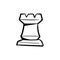 Chess castle doodle icon vector hand drawing