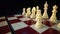 Chess checkmate on wooden chessboard man hand 4k video