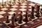 Chess. chessboard with figures made of wood