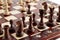 Chess. chessboard with figures made of wood