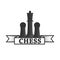 Chess club vector icon template of chessman king and rook or pawn