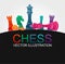 Chess colorful figures pieces tournament game vector illustration sport