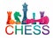 Chess colorful figures pieces tournament game vector illustration sport