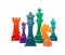 Chess colorful figures pieces tournament game vector illustration sport