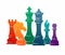 Chess colorful figures pieces tournament game vector illustration sport