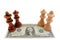 Chess and dollar: Light and dark king and queen on one US dollar bill