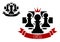 Chess emblem with pawns on chessboard background