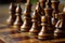 Chess Figures in Intense Battle Close Up. AI Generative