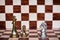 Chess game. Brave knight stand confront enemies. Business strategy and competitive concept