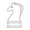 Chess game horse competition cartoon in black and white