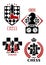 Chess game icons with chessmen and timer