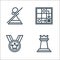 Chess game line icons. linear set. quality vector line set such as rook, winner, game strategy