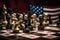 A chess game of USA geopolitical game. The concept of the struggle between China and America for control in the world