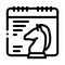Chess horse calendar icon vector outline illustration