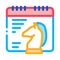 Chess horse calendar icon vector outline illustration