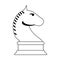 Chess horse game symbol in black and white