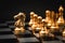 Chess horse piece gold color represent successful business company executive boss team leader concept