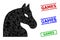 Chess Horse Polygonal Icon and Grunge Games Simple Seals