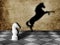 Chess horse with shadow as a wild horse on chessboard. Potentiality concept