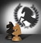 Chess horse with shadow as a winner