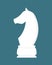 Chess Horse White Piece Isolated on Blue. Vector