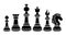 Chess icons set, chessmen line silhouette, game logo, flat drawing. Figurines for intellectual game, piece pawn, king, queen,