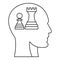 Chess inside human head icon, outline style