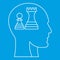 Chess inside human head icon, outline style