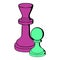 Chess king and chess pawn icon cartoon