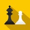 Chess king and chess pawn icon, flat style