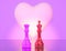 The chess king and queen stand side by side looking at a new future. 3d illustrations