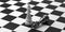 Chess kings white and black color on checkerboard background. 3d illustration