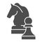 Chess knight solid icon. Chess horse vector illustration isolated on white. Equine glyph style design, designed for web