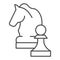 Chess knight thin line icon. Chess horse vector illustration isolated on white. Equine outline style design, designed