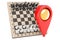 Chess with map pointer, 3D rendering