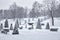 Chess Mountain fountain in winter, Peterhof