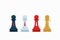 The Chess Pawn - Black, white, Red and Gold. Isolated Vector Illustration