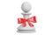Chess pawn with bow and ribbon closeup, gift concept. 3D rendering