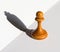 A chess pawn casting a king piece shadow concept of strength aspirations