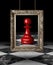 Chess pawn on golden frame