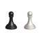 Chess piece 3D realistic icon. Smart board game elements. Chess pawn black and white silhouettes