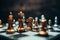 chess piece on chess board game for ideas, challenge, leadership, strategy, business, success or abstract concept