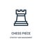 chess piece icon vector from strategy and management collection. Thin line chess piece outline icon vector illustration