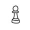 Chess piece pawn for playing at home in the doodle style. The outline drawn by hand. Vector illustration, isolated elements on a