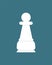 Chess Piece Pawn, White Figure Isolated on Blue