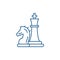 Chess pieces, knight and queen line icon concept. Chess pieces, knight and queen flat vector symbol, sign, outline