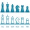 Chess pieces line collection. Chess game icon set. Simple flat set of chess game.