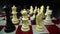 Chess pieces waiting for a game to start. Challenging game, patience and logic. Chess board macro view, close up of