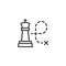 Chess play tactics line icon