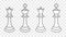 Chess queen and king contour isolated 3d. Black graceful main figures strategic victory in ancient logic game.